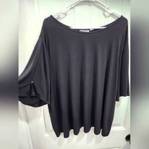 Plus Size 3X Susan Graver Women's Black Shirt Top